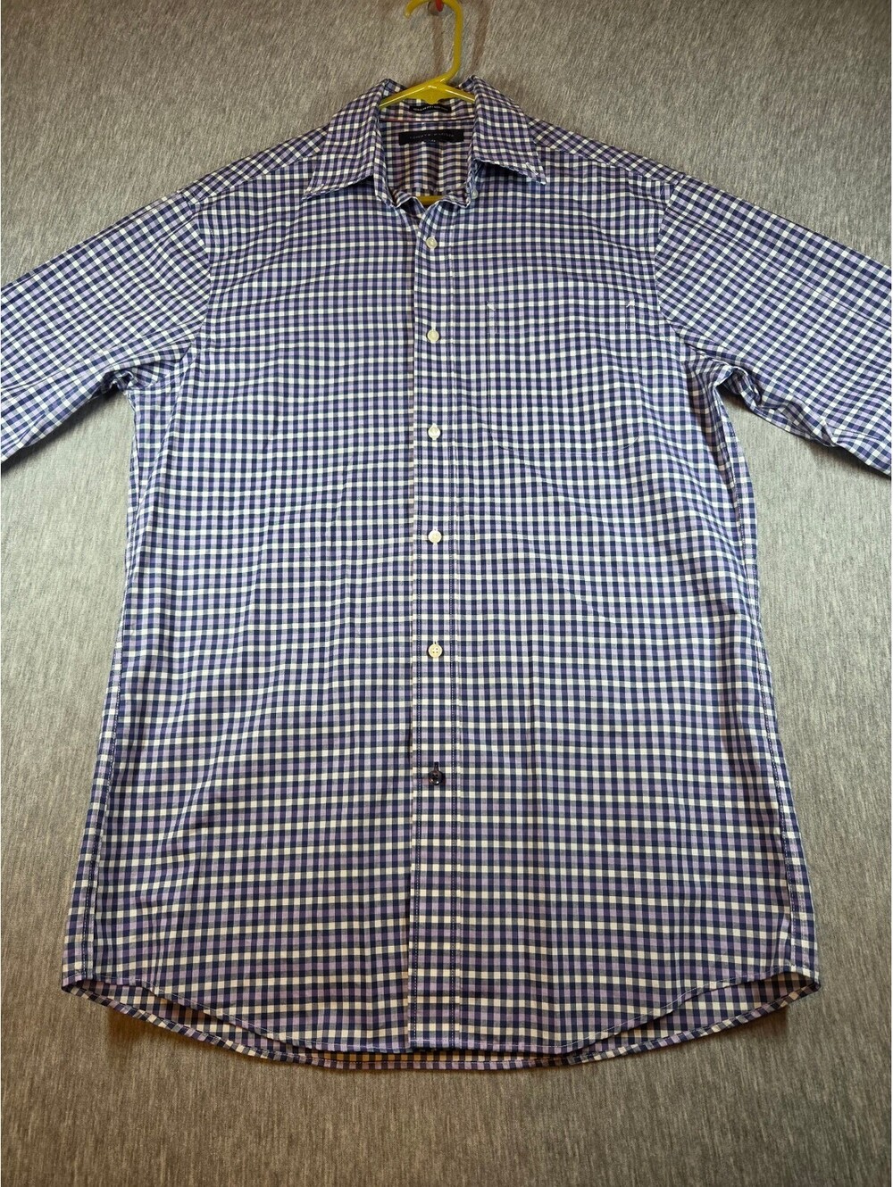 Tommy Hilfiger Regular Fit Non-Iron Blue and White Check Dress Shirt 14.5 32-33